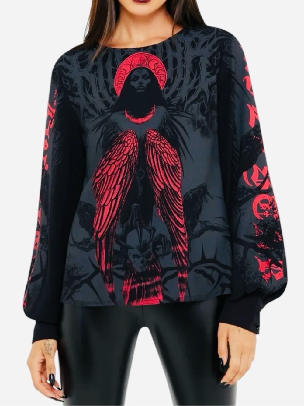 Killstar Gothic Red Wing Graphic Long Sleeve Top